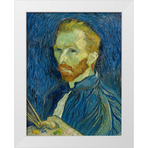 Self-Portrait, 1889 White Modern Wood Framed Art Print by Van Gogh, Vincent