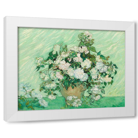 Roses, 1890 White Modern Wood Framed Art Print by Van Gogh, Vincent