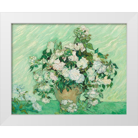 Roses, 1890 White Modern Wood Framed Art Print by Van Gogh, Vincent