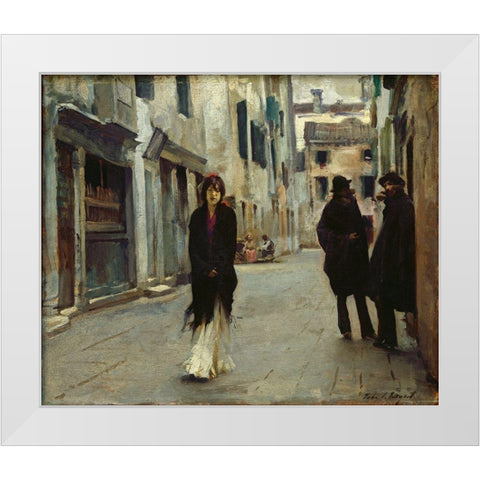 Street in Venice, 1882 White Modern Wood Framed Art Print by Sargent, John Singer