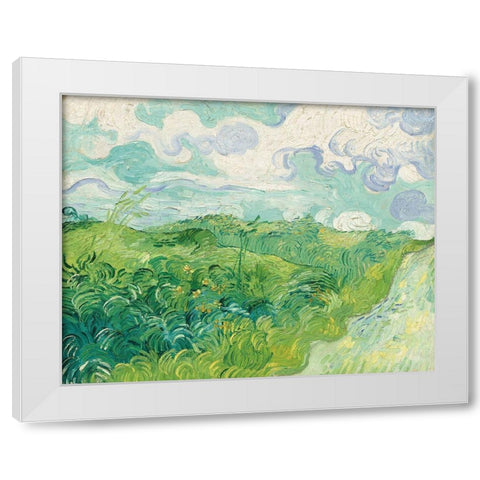 Green Wheat Fields, Auvers, 1890 White Modern Wood Framed Art Print by Van Gogh, Vincent