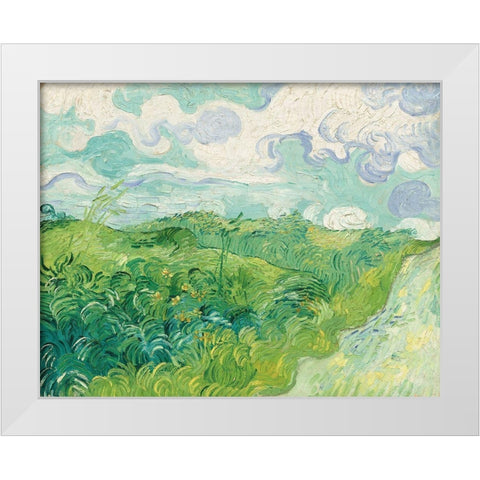 Green Wheat Fields, Auvers, 1890 White Modern Wood Framed Art Print by Van Gogh, Vincent