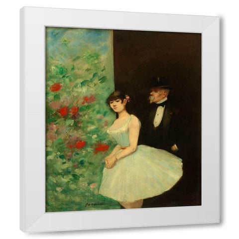 Behind the Scenes, c. 1880 White Modern Wood Framed Art Print by Forain, Jean-Louis