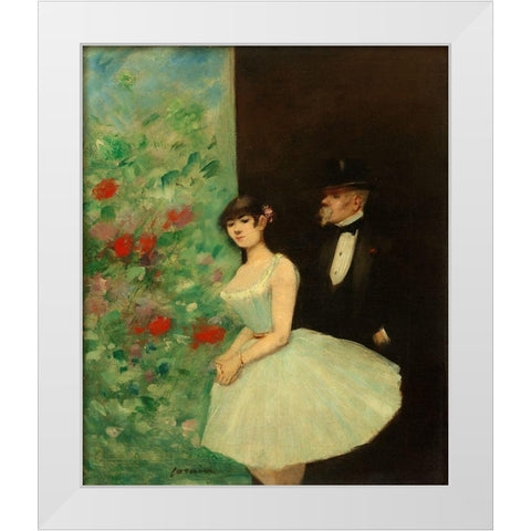 Behind the Scenes, c. 1880 White Modern Wood Framed Art Print by Forain, Jean-Louis