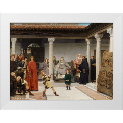The Education of the Children of Clovis, 1861 White Modern Wood Framed Art Print by Alma-Tadema, Sir Lawrence