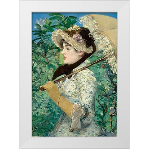 Le Printemps (Jeanne Demarsy) White Modern Wood Framed Art Print by Manet, Edouard