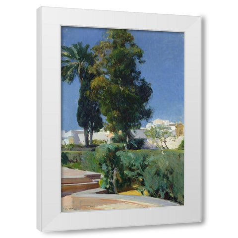 Corner of the Garden, Alcazar, Sevilla White Modern Wood Framed Art Print by Bastida, Joaquin Sorolla y