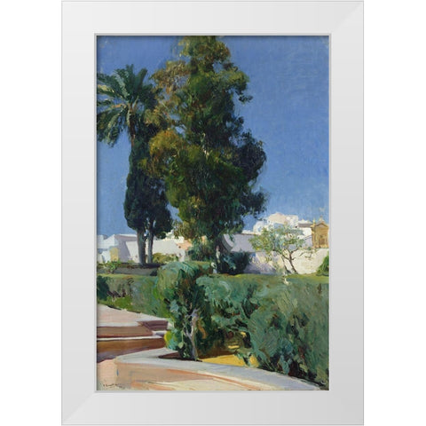 Corner of the Garden, Alcazar, Sevilla White Modern Wood Framed Art Print by Bastida, Joaquin Sorolla y