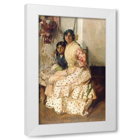 Pepilla the Gypsy and Her Daughter White Modern Wood Framed Art Print by Bastida, Joaquin Sorolla y