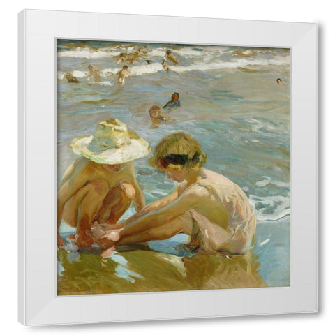 The Wounded Foot White Modern Wood Framed Art Print by Bastida, Joaquin Sorolla y