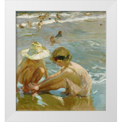 The Wounded Foot White Modern Wood Framed Art Print by Bastida, Joaquin Sorolla y