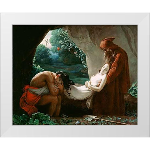 Burial of Atala White Modern Wood Framed Art Print by Louis Girodet de Roucy-Trioson, After Anne