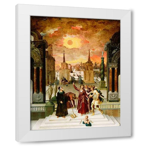 Dionysius the Areopagite Converting the Pagan Philosophers White Modern Wood Framed Art Print by Caron, Antoine