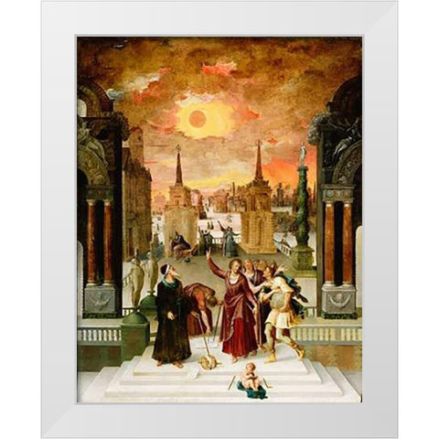 Dionysius the Areopagite Converting the Pagan Philosophers White Modern Wood Framed Art Print by Caron, Antoine