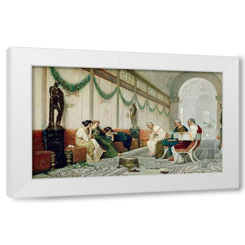 Interior of Roman Building with Figures White Modern Wood Framed Art Print by Forti, Ettore