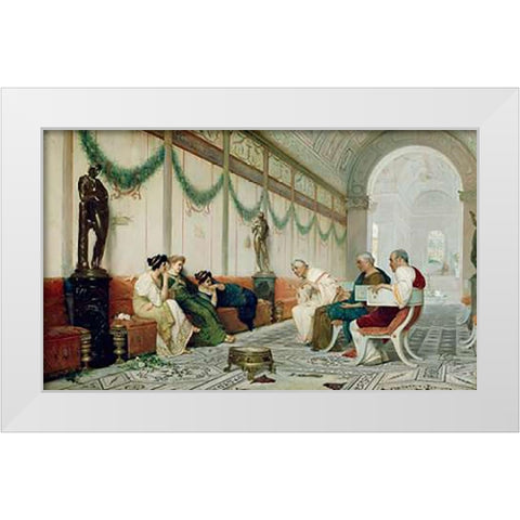 Interior of Roman Building with Figures White Modern Wood Framed Art Print by Forti, Ettore