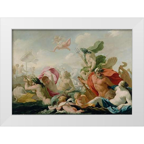 Marine Gods Paying Homage to Love White Modern Wood Framed Art Print by Le Sueur, Eustache