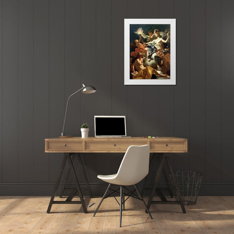 Aurora Taking Leave of Tithonus White Modern Wood Framed Art Print by Solimena, Francesco