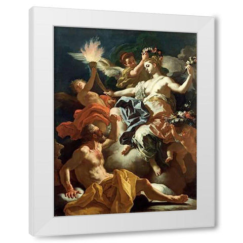 Aurora Taking Leave of Tithonus White Modern Wood Framed Art Print by Solimena, Francesco