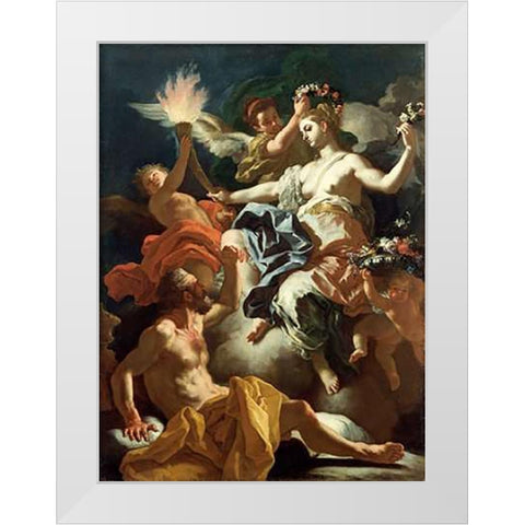 Aurora Taking Leave of Tithonus White Modern Wood Framed Art Print by Solimena, Francesco