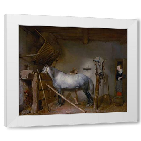 Horse Stable White Modern Wood Framed Art Print by Ter Borch, Gerard
