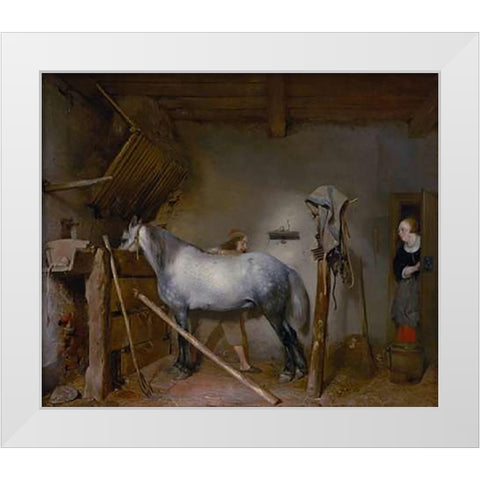 Horse Stable White Modern Wood Framed Art Print by Ter Borch, Gerard