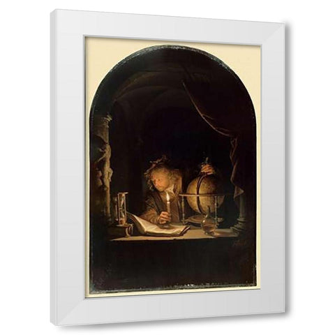 Astronomer by Candlelight, late 1650s White Modern Wood Framed Art Print by Dou, Gerrit