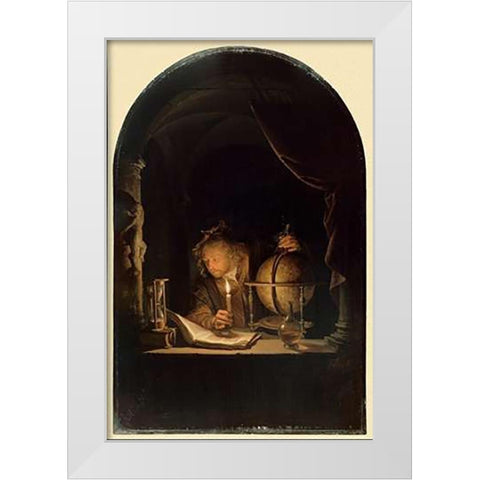 Astronomer by Candlelight, late 1650s White Modern Wood Framed Art Print by Dou, Gerrit