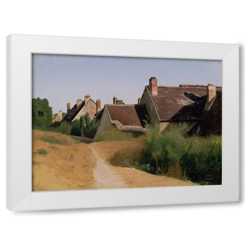 Houses near Orleans White Modern Wood Framed Art Print by Corot, Jean-Baptiste-Camille