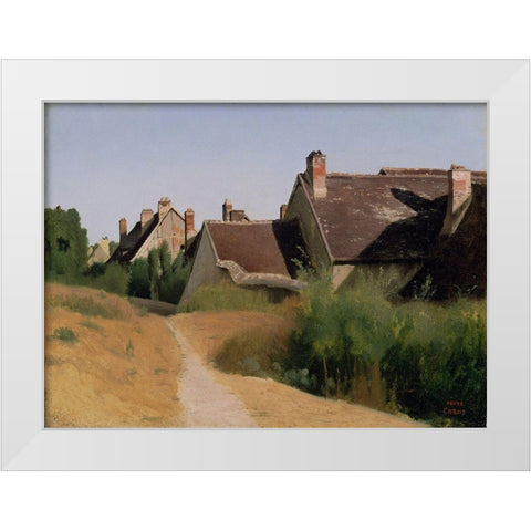 Houses near Orleans White Modern Wood Framed Art Print by Corot, Jean-Baptiste-Camille