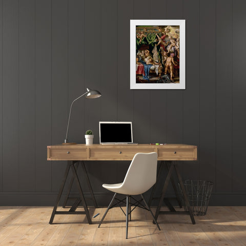 Mars and Venus Surprised by Vulcan White Modern Wood Framed Art Print by Wtewael, Joachim