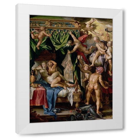 Mars and Venus Surprised by Vulcan White Modern Wood Framed Art Print by Wtewael, Joachim