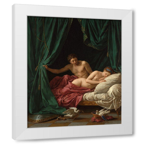 Mars and Venus, Allegory of Peace (Mars et Venus, allegorie sur la Paix) White Modern Wood Framed Art Print by Lagrenee, Louis Jean Francois