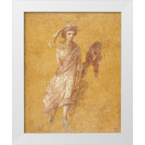 Fragment of a Yellow Fresco Panel with Muse White Modern Wood Framed Art Print by Artisan, Unknown 1st Century Roman