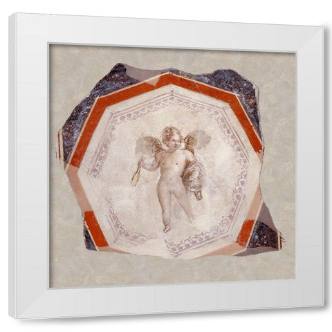 Fresco Depicting Cupid holding Two Sticks and a Pail White Modern Wood Framed Art Print by Artisan, Unknown 1st Century Roman