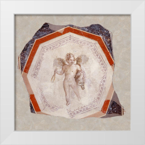 Fresco Depicting Cupid holding Two Sticks and a Pail White Modern Wood Framed Art Print by Artisan, Unknown 1st Century Roman