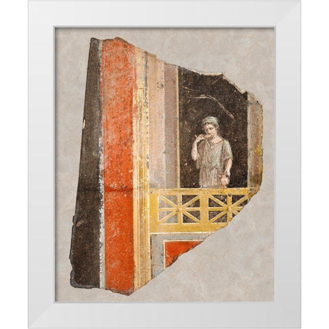 Fresco Fragment: Woman on a Balcony White Modern Wood Framed Art Print by Artisan, Unknown 1st Century Roman