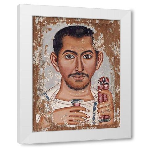 Mummy Portrait of a Bearded Man White Modern Wood Framed Art Print by Brooklyn Painter