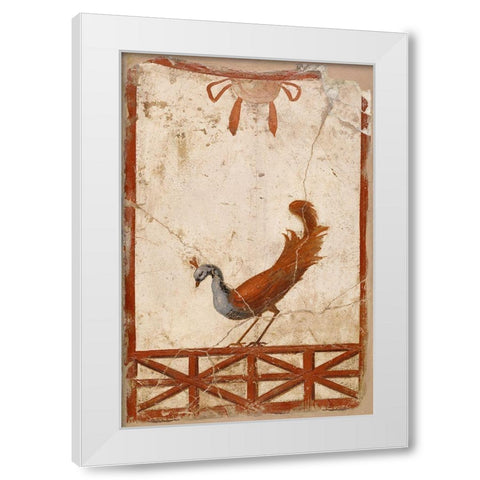 Wall Fragment with a Peacock White Modern Wood Framed Art Print by Artisan, Unknown 1st Century Roman