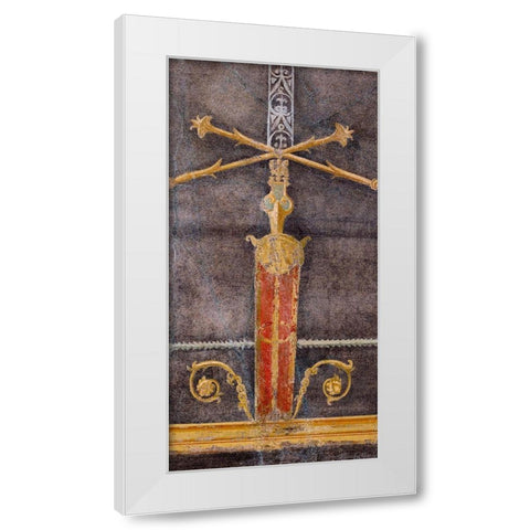 Wall Fragment with Architectural Motifs on Black Ground White Modern Wood Framed Art Print by Artisan, Unknown 1st Century Roman