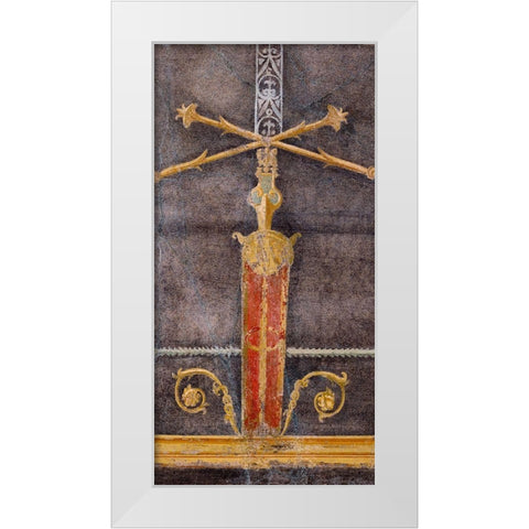 Wall Fragment with Architectural Motifs on Black Ground White Modern Wood Framed Art Print by Artisan, Unknown 1st Century Roman