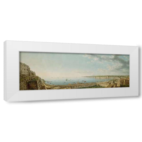 A View of the Bay of Naples, Looking Southwest from the Pizzofalcone towards Capo di Vintageilippo White Modern Wood Framed Art Print by Lusieri, Giovanni Battista