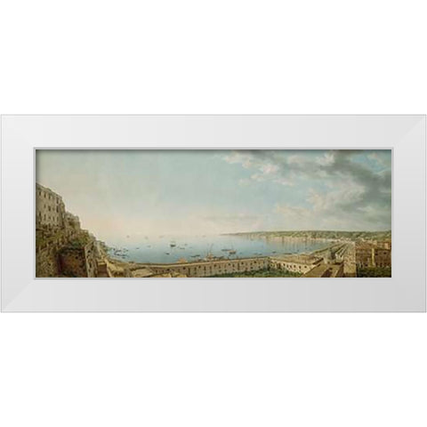 A View of the Bay of Naples, Looking Southwest from the Pizzofalcone towards Capo di Vintageilippo White Modern Wood Framed Art Print by Lusieri, Giovanni Battista