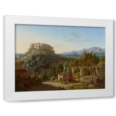 Landscape with the Castle of Massa di Carrara White Modern Wood Framed Art Print by Von Klenze, Leo