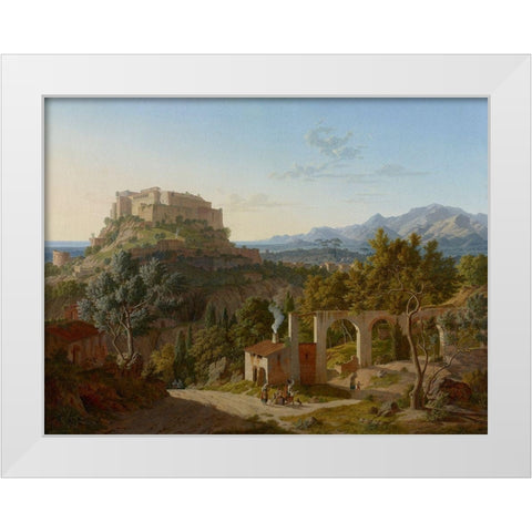 Landscape with the Castle of Massa di Carrara White Modern Wood Framed Art Print by Von Klenze, Leo