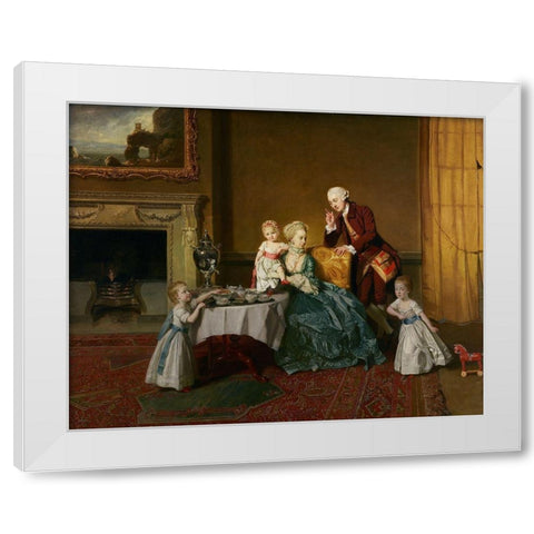 John, Fourteenth Lord Willoughby de Broke, and his Family White Modern Wood Framed Art Print by Zoffany, Johann
