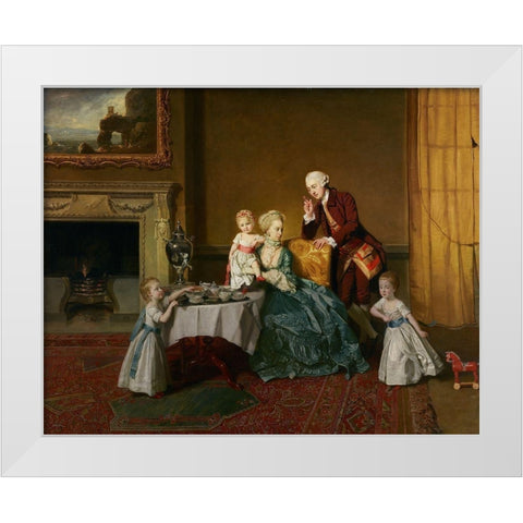 John, Fourteenth Lord Willoughby de Broke, and his Family White Modern Wood Framed Art Print by Zoffany, Johann