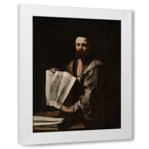 Euclid White Modern Wood Framed Art Print by de Ribera, Jusepe