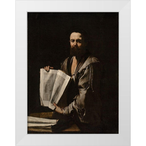 Euclid White Modern Wood Framed Art Print by de Ribera, Jusepe