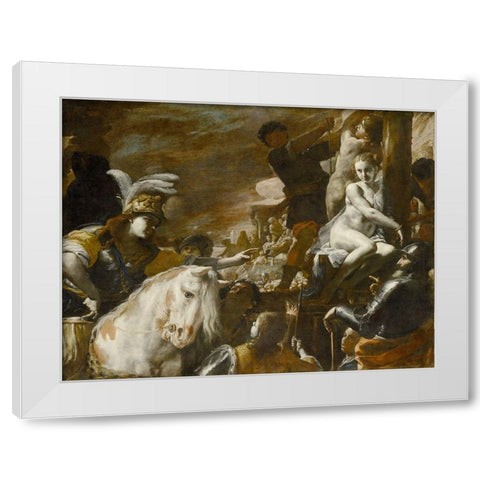 Clorinda Rescuing Sofronia and Olindo White Modern Wood Framed Art Print by Preti, Mattia